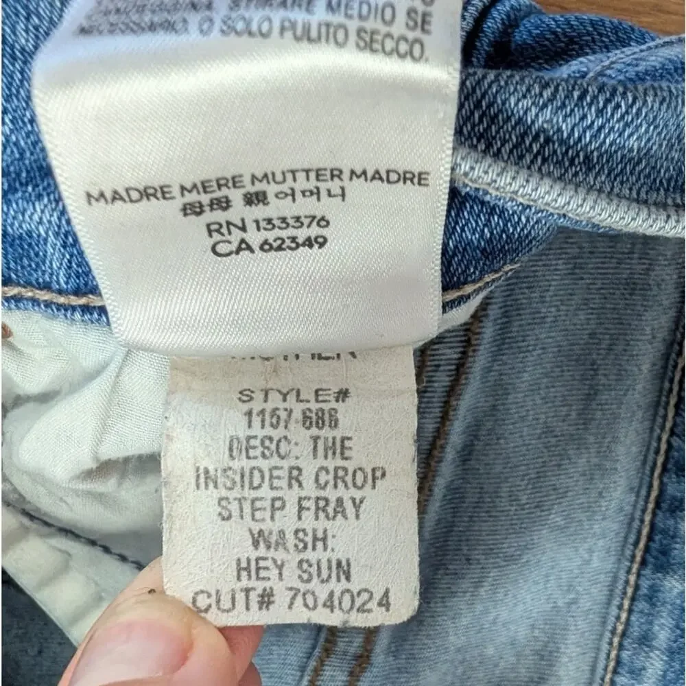 Mother Insider Crop Step Fray Jeans Womens 27 Out of the Blue Denim Bootcut